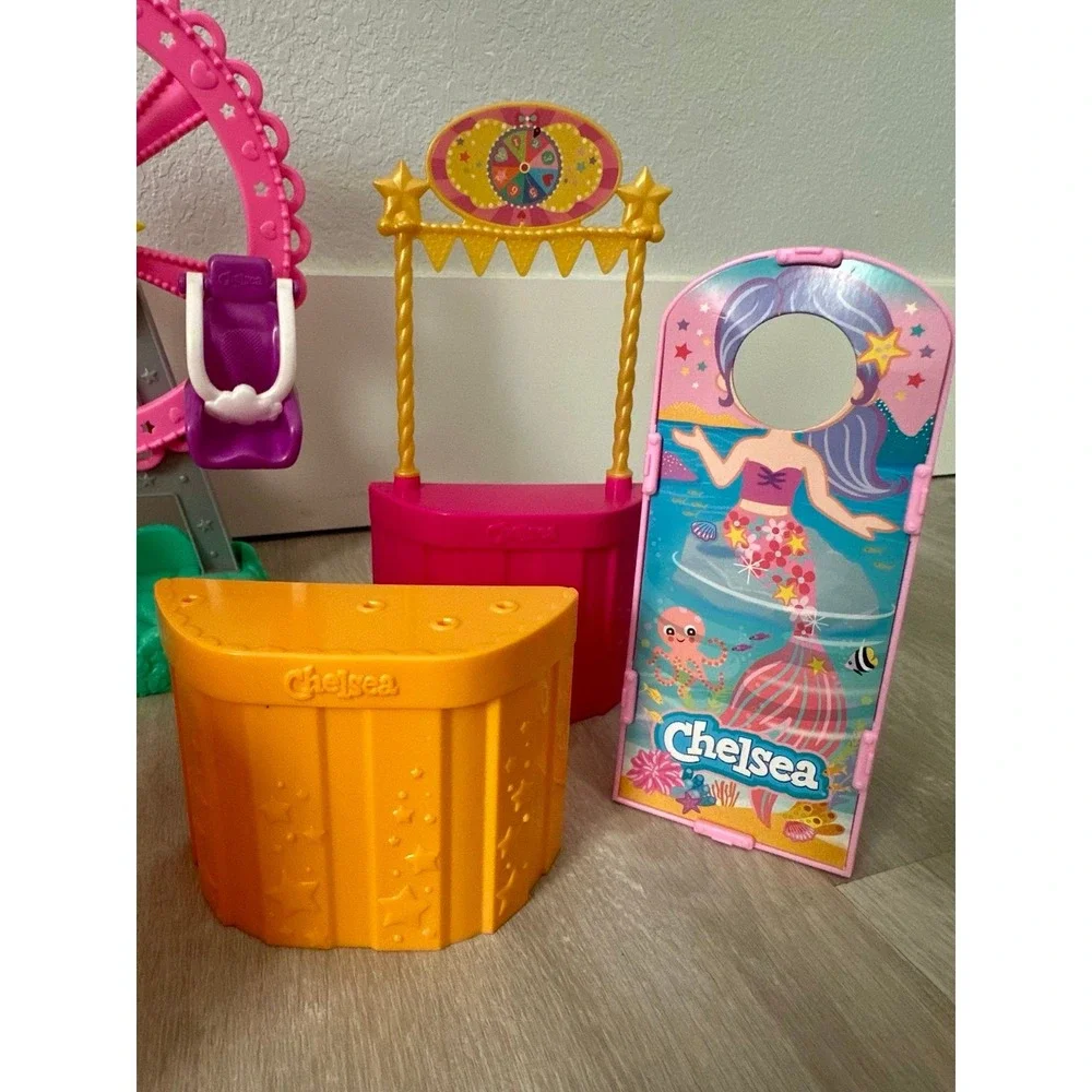 Chelsea Toy Carnival Playset Pink RV Ferris Wheel Tent Stand Mermaid Door Hanger